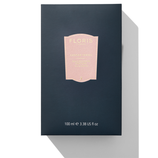 Large black box for 100ml Malmaison Encore fragrance , it has a pink label 