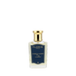 Clear glass perfume bottle with gold cap and blue "Floris London 71/72 - Eau de Parfum" label, a sophisticated woody fragrance.