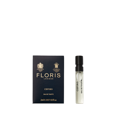 Floris London Cefiro Eau de Toilette 2ml offers vibrant citrus notes in a unisex fragrance, elegantly packaged.