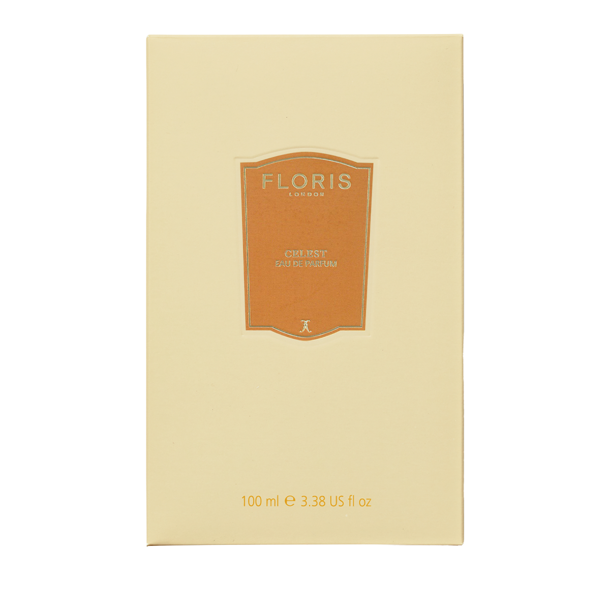 Cream-colored Floris London UK box, labeled "Celest - Eau de Parfum, 100 ml / 3.38 fl oz.