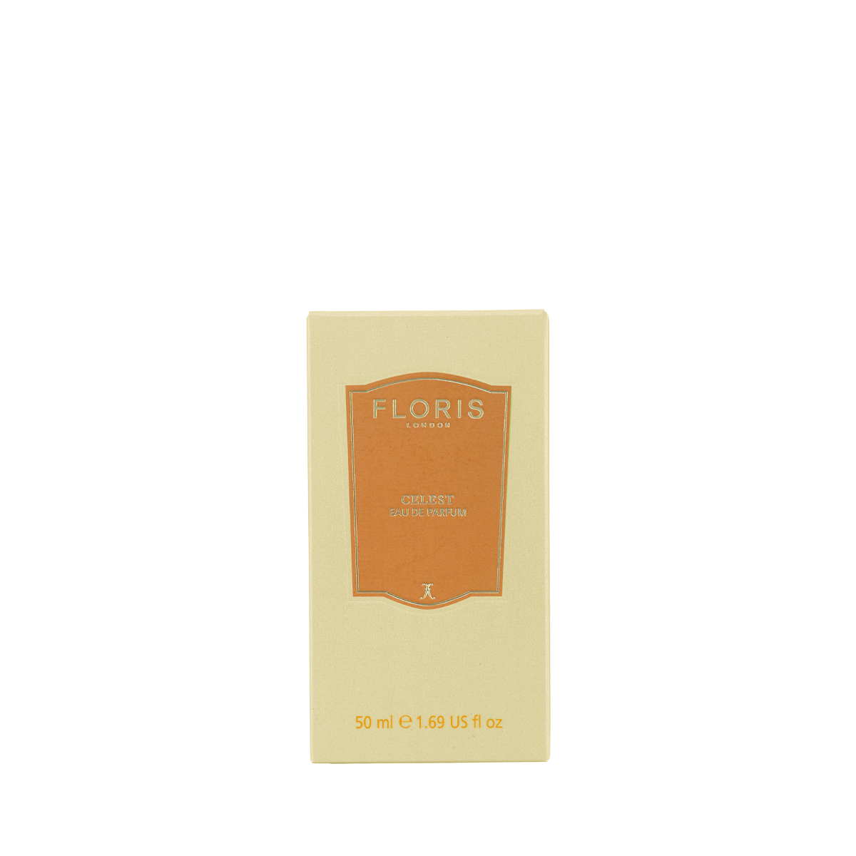 A yellow box of Floris London UK Celest - Eau de Parfum, 50 ml size, on a plain white background.