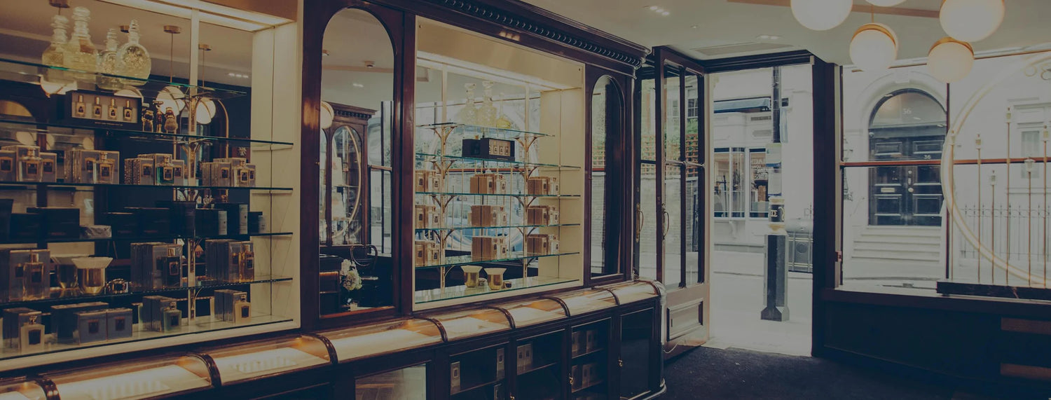 Inside of Floris Shop with wooden cabinets 