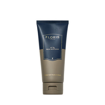 A tube of Floris London No. 89 Facial Moisturiser, featuring a lightweight formula and the signature No. 89 scent, on a white background.