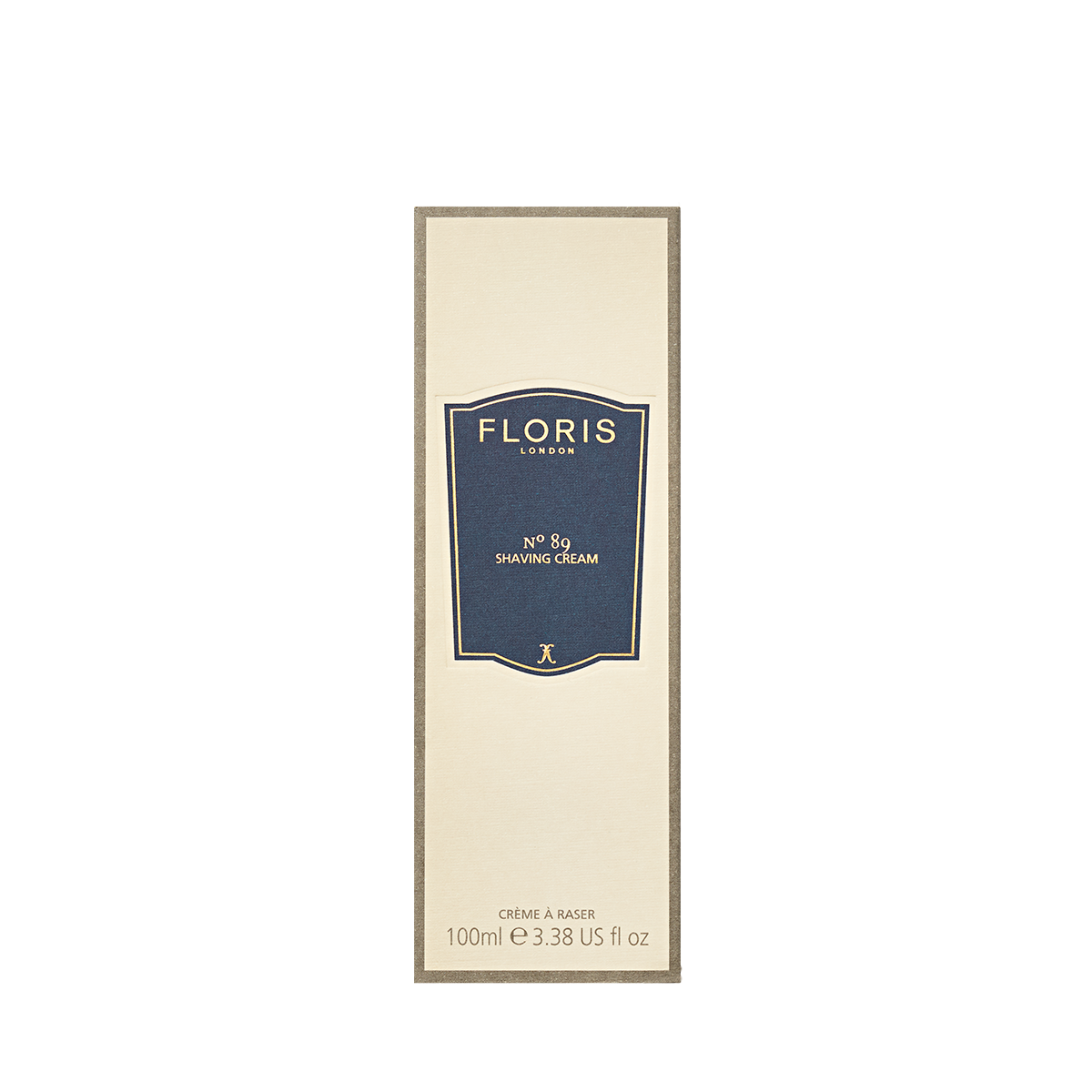 Floris London No. 89 - Shaving Cream, 100ml, enriched with aloe vera and inspired by the iconic No. 89 cologne; cream/navy box with gold border.
