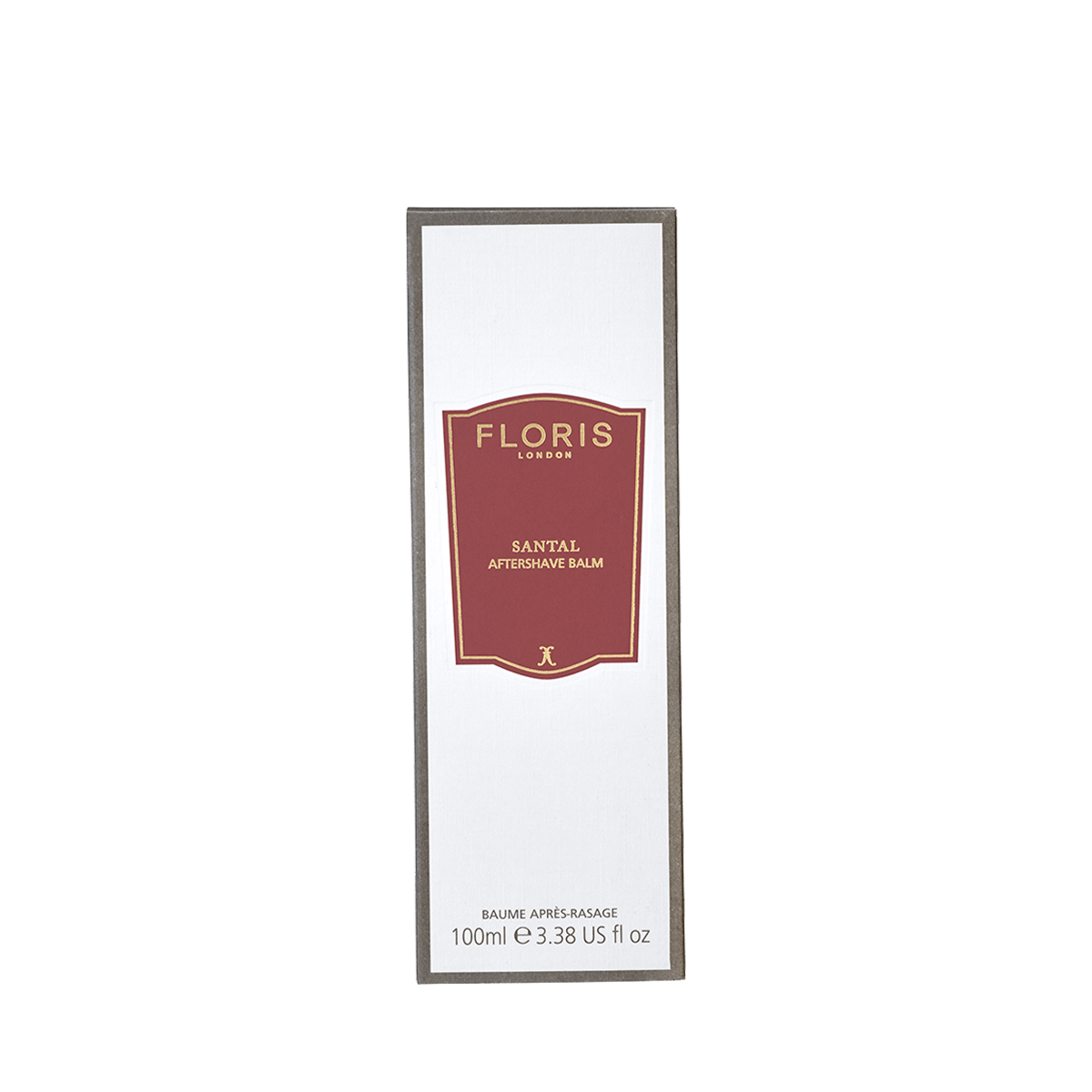 Floris London Santal Aftershave Balm, 100ml—alcohol-free with a red and white label, ideal for hydrating your skin after shaving.