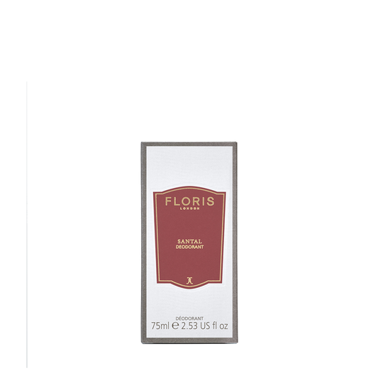 Floris London Santal - Deodorant Stick 75ml is aluminium-free and suitable for sensitive skin. Features a red and gold label.