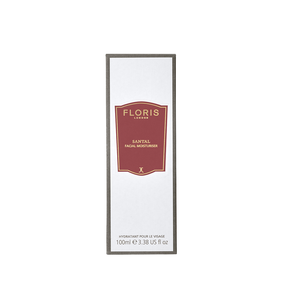 A box of Floris London UK Santal Facial Moisturiser, 100 ml—a lightweight moisturiser for deeply nourishing skincare.