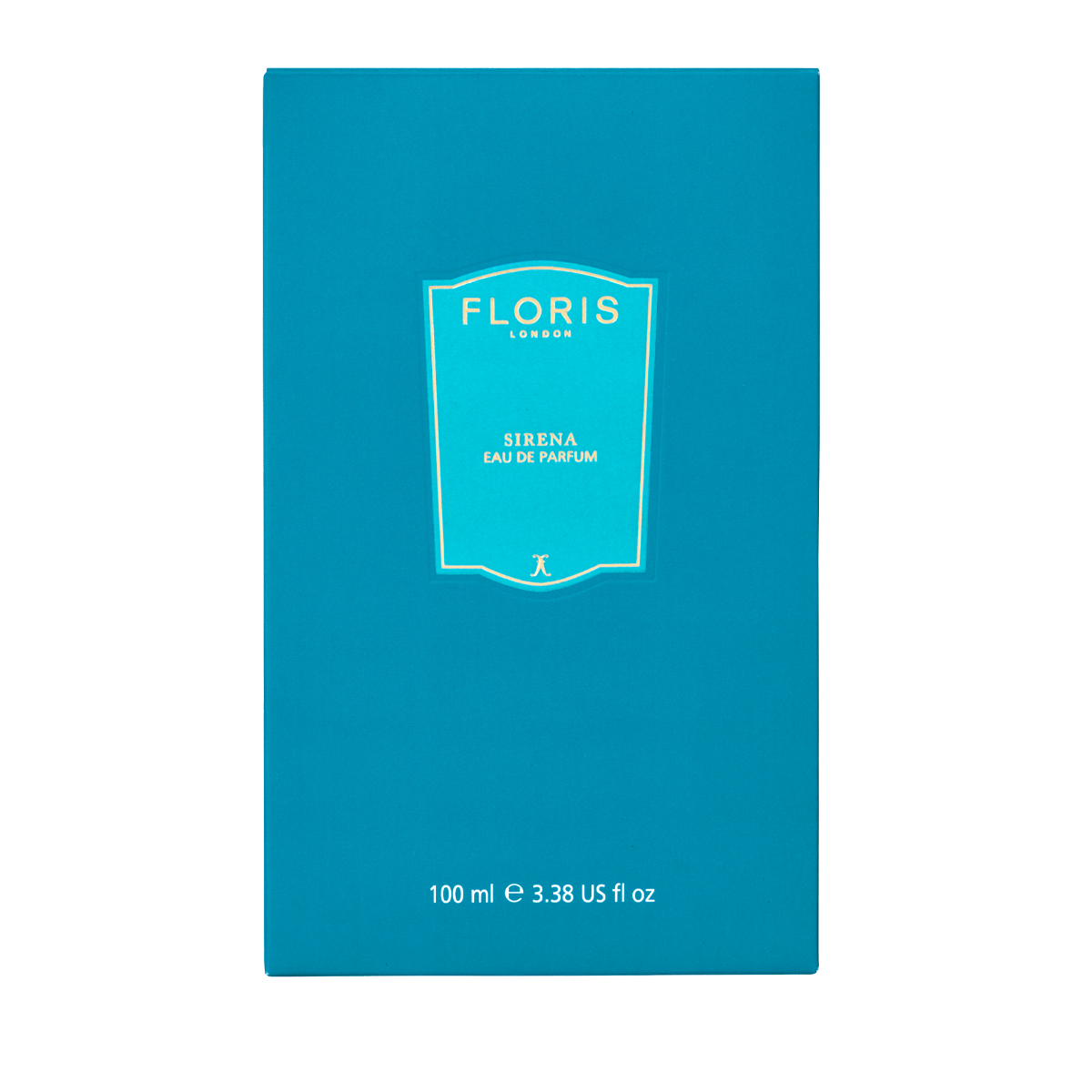 A turquoise Floris London Sirena - Eau de Parfum box on a plain background, showcasing its fresh floral scent in a 100 ml size.